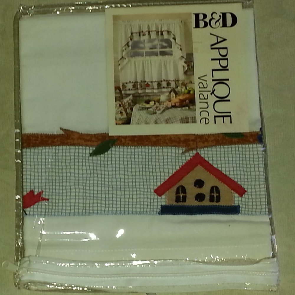 Vtg BARTH & DREYFUSS Birdhouses TIER CURTAIN kitch